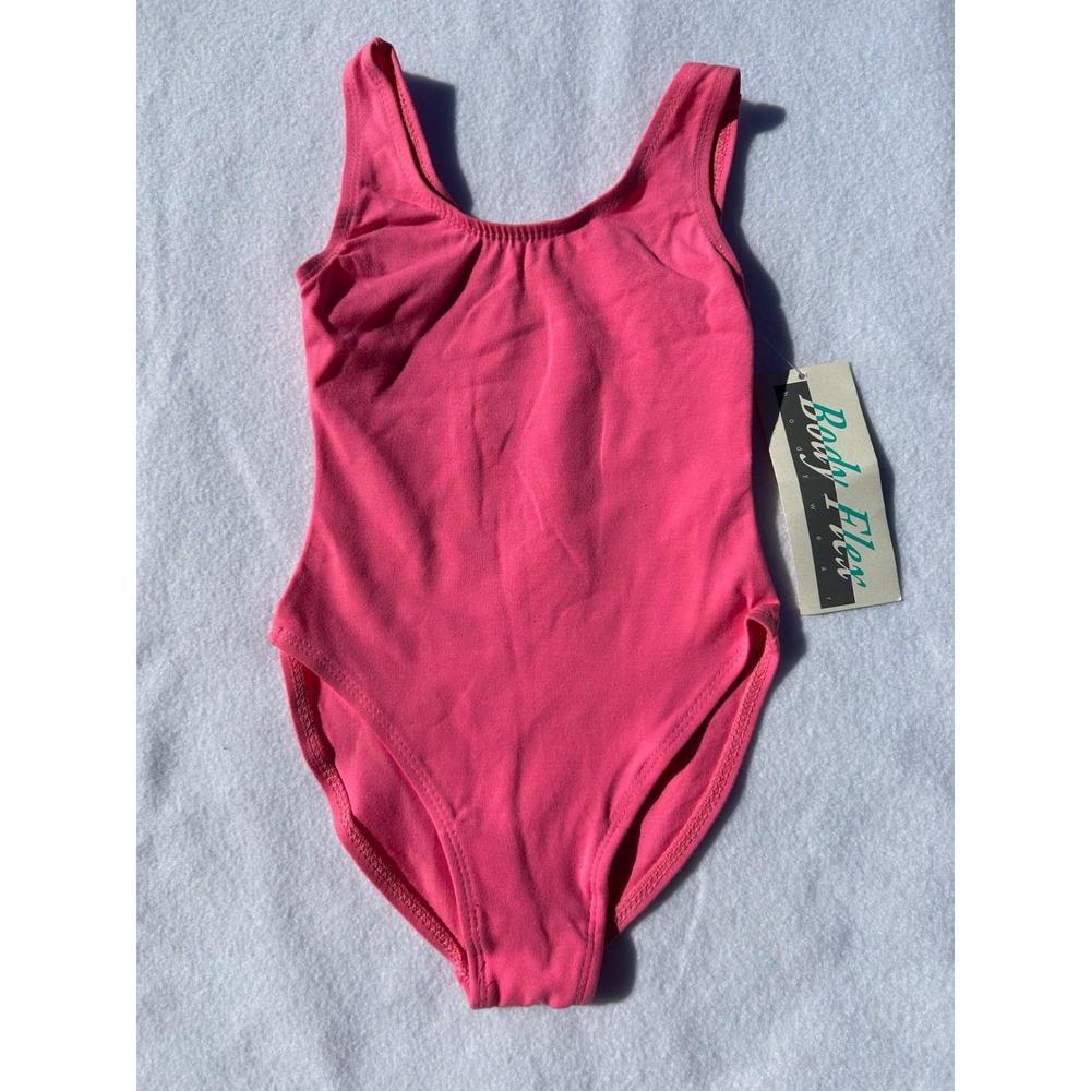 Body Flex Girls Pink Leotard Dance Gymnastics Ballet Made in USA NWT 4/5 Vintage